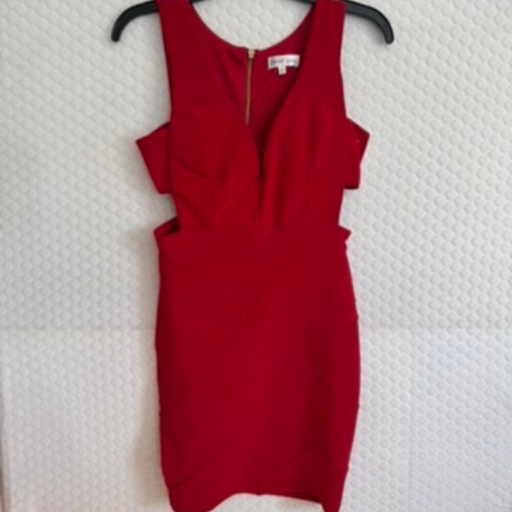 Emerald Sundae Red Sleeveless Cut Out Stretch Mini Dress Size 5 Ex Cond